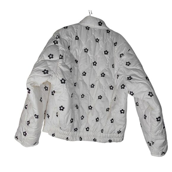 Lovelo Womens White Quilted Floral Puffer Jacket Large - Picture 5 of 13